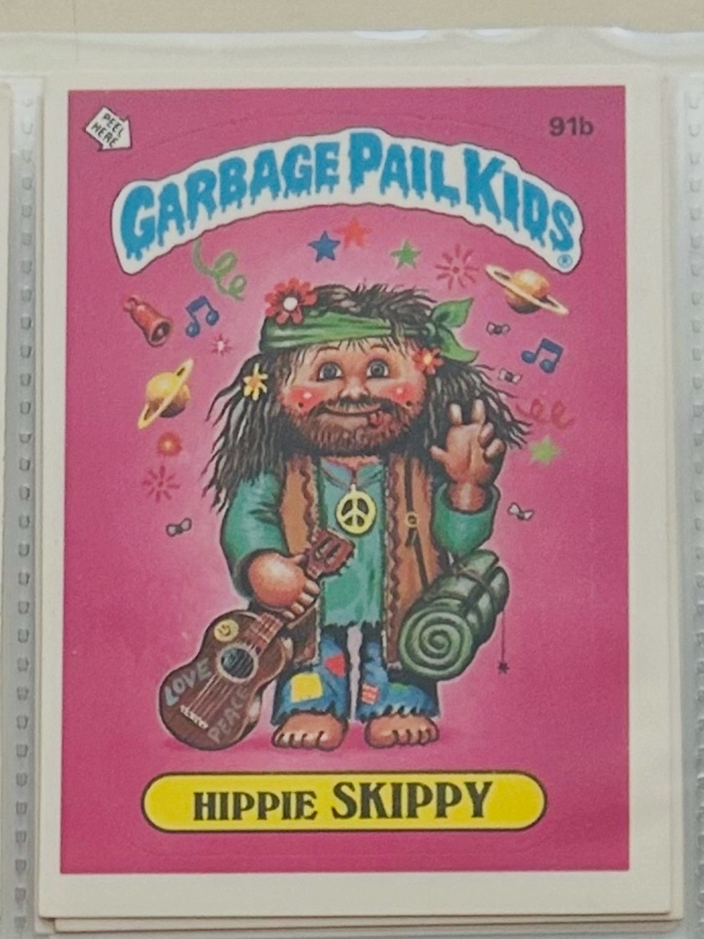 Vintage 1980’s Garbage Pail Kids HIPPIE SKIPPY Collector’s Sticker Card